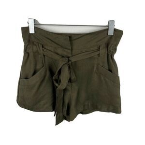 Stillwater Paperbag Shorts S Womens Green Lyocell Pockets Casual Made In USA